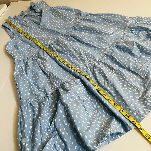 Mud Pie Printed Sleeveless Tiered Dress Size S Small Blue - Picture 7 of 8